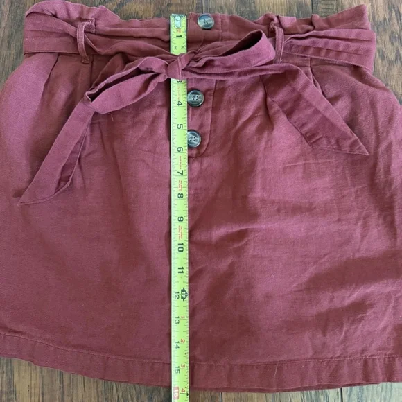 American Eagle Womens M Cotton Linen Belted Lined Mini Skirt Rust Burnt Orange - Picture 10 of 10